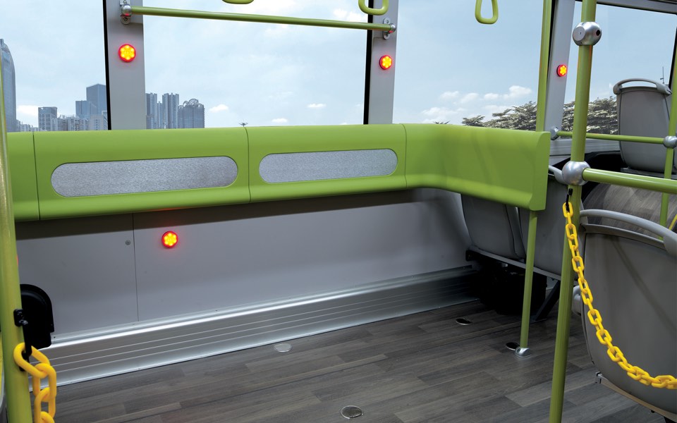 Hip Rest for Standing Passengers and Space for Wheelchair-Bound Passengers